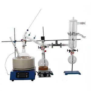 Lab minyak mentah esensial alkohol air molekul wiped film vakum jalur pendek distilasi penyulingan fractionation evaporator