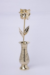 Handmade Gold Foil Rose <b>Artificial</b> <b>Flower</b> in Decorative Vase Luxurious Valentine'S Day Gift - Product Image 5