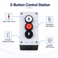 Boîtier de commande momentané à 3 boutons (ouvrir/arrêter/fermer) IP54 pour porte de garage et volet roulant XDL25-BE334