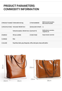 Bolso de mujer de cuero genuino de gran capacidad Vintage 2025, cera de aceite de vaca de bolso de cuero, bolso de mano y hombro de alta gama - Product Image 6