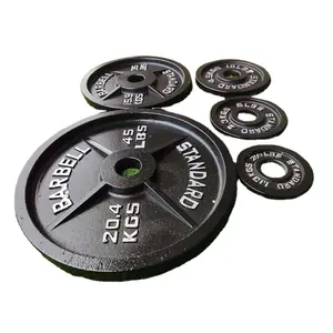 Fitness Competition Bumper Plates LB Weight Lifting 2 Inch Hole Solid Cast Iron Weight Plates