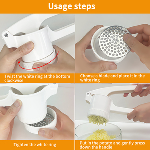 Écrase-purée de pommes de terre avec disques interchangeables, en acier inoxydable, pour une purée moelleuse, robuste - Product Image 2