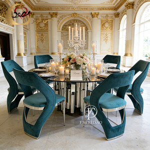 Juego de Comedor Moderno de Acero Inoxidable Redondo de Lujo para 8 Personas, Muebles para el Hogar, Personalizable para Uso en Hoteles - Product Image 1