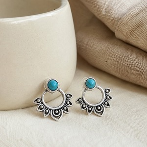 Orecchini vintage rimovibili con pietre intarsiate a forma di loto, regalo da donna per feste o per tutti i giorni in stile bohémien - Product Image 3