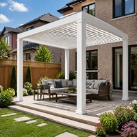 Pulverbeschichteter Aluminium-Pavillon mit Verstellbarem Lamellendach, Wasserdicht und UV-Beständig für Garten und Terrasse