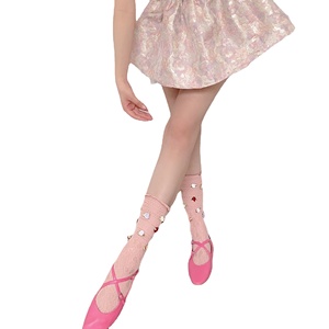 Chaussettes mi-mollet respirantes en nylon et élasthanne pour fille, style français, motif rose, couleur fraîche et fleurie, mignonnes et élégantes, idéales pour l'été - Product Image 5