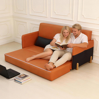 Canapé-lit 2 places moderne en mousse avec cadre en bois, convertible 2-en-1 pour appartement, hôtel, salon – Design peu encombrant