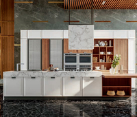 Meubles de cuisine en bois massif pour rénovation de maison, fermeture amortie, résistants à l'humidité, cuisine modulaire moderne