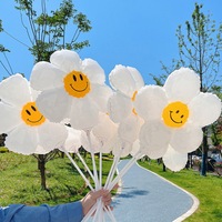 Ensemble de ballons portables motif marguerite, tournesol et visage souriant, pour décoration de fête d'anniversaire, extérieur et accessoire de photomaton