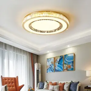 Nueva llegada iluminación sala de estar dormitorio luz moderna Led de lujo redondo montaje empotrado K9 lámpara de techo de cristal - Product Image 4