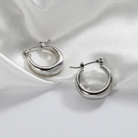 Boucles d'oreilles créoles géométriques épaisses en acier inoxydable, étanches et inaltérables, avec crochets ouverts, Kaishee Joyas Para Mujer Factory