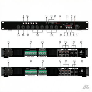 Amplificatore Mixer ROVAPA PA-360MS Attivo AC 70V 360W 4-16 Canali 6 Zone <span class=keywords><strong>Classe</strong></span> D con Garanzia di 3 Anni, Scocca in Metallo per Interni, Ideale per Centri Commerciali - Product Image 1