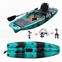 Kayak de pêche monoplace 10,5 pieds avec propulsion multi-moteurs, utilisable avec pédalier et moteur, en HDPE, certifié CE
