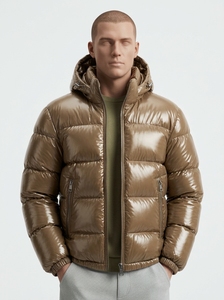 Blouson matelassé bleu brillant pour homme avec capuche et fermeture éclair, vêtement d'extérieur d'hiver, logo personnalisé sur le devant, service OEM, vestes de marque imperméables et respirantes - Product Image 5