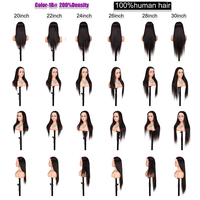 Perruque longue en dentelle transparente, cheveux humains vierges brésiliens Remy, pré-épilée, lisse, noire, densité 200%, vente en gros à prix abordable pour femmes