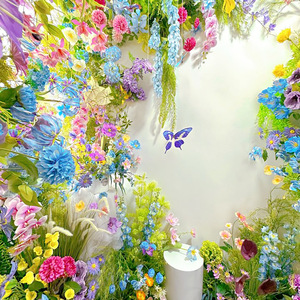 Décoration murale florale en soie Monet Garden, arrangement floral fait main rond pour mariage, hall et photographie - Product Image 1