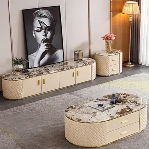 2022 luxury storage travertine modern stone marble top gold donning table living room coffee and coffee tables sets