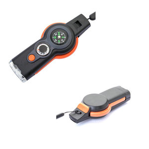 Sifflet de survie compact 7 en 1 pour l'extérieur avec boussole, lampe et corde, en plastique orange, équipement d'urgence fabriqué aux États-Unis pour une utilisation en voiture et à la maison - Product Image 4
