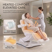 Table de soin électrique à 4 moteurs avec matelas chauffant, en cuir PU, facile à dégager, pour salon de beauté