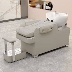 Nordic High-End Modern Luxury Shampoo Chair for Beauty Salon Hair Spa Ceramic Synthetic Leather Adjustable <b>Footrest</b> High-Density - Product Image 2