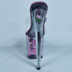 2021 nuovo <span class=keywords><strong>tacco</strong></span> sottile 20 cm piattaforma elegante 8 pollici fiore <span class=keywords><strong>tacco</strong></span> <span class=keywords><strong>alto</strong></span> pantofole in PVC trasparente sandali delle donne - Product Image 6
