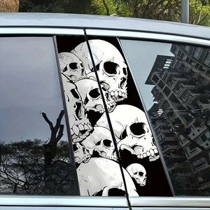 2 <span class=keywords><strong>pegatinas</strong></span> de calaveras de anime <span class=keywords><strong>para</strong></span> <span class=keywords><strong>coche</strong></span>, de PET de alto brillo, impermeables, autoadhesivas, protectores de pilar B, <span class=keywords><strong>pegatinas</strong></span> de calaveras de Halloween - Product Image 2