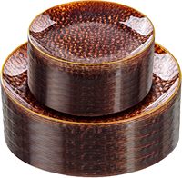60 Assiettes jetables en plastique marron ambré clair sans BPA, à bord doré martelé, 30 assiettes à dessert roses et 30 assiettes à dîner dorées pour fête
