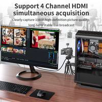 Carte de capture vidéo PCIe 4 canaux 1080P 60fps non compressée, commutateur de streaming en direct multi-caméras pour ordinateur portable de jeu Windows