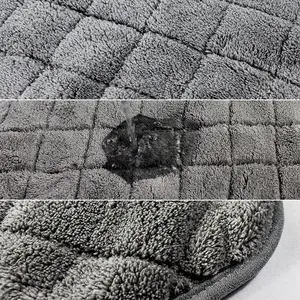 2024 Nieuwe Koraal Fleece Auto Schoonmaakdoek Met Binding Rand Dubbele Zijden Microfiber Auto Drogen Handdoek