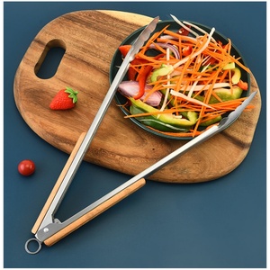 Ensemble de 4 pinces de cuisine, pinces de cuisine à verrouillage, pinces à griller en acier inoxydable avec poignée ergonomique en bois - Product Image 3