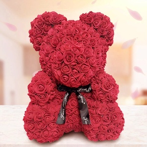 Fleurs artificielles en PE ours et roses <span class=keywords><strong>de</strong></span> 40 cm pour la décoration <span class=keywords><strong>de</strong></span> la maison, Noël, mariage, Saint-Valentin, Thanksgiving, boîte cadeau incluse - Product Image 1