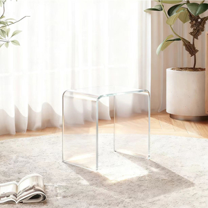 Tavolino da Caffè <span class=keywords><strong>Moderno</strong></span> in Acrilico Trasparente, Multifunzionale, Salvaspazio, Regolabile e Pieghevole per Soggiorno - Product Image 2