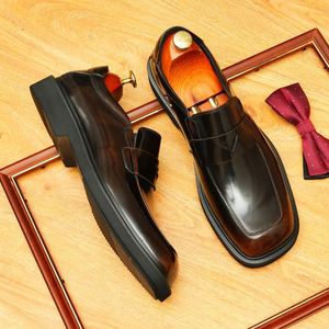 Chaussures Oxford pour hommes en cuir véritable, faites à la main, de haute qualité, respirantes, pour mariage, fête, bureau, chaussures décontractées pour hommes - Product Image 1