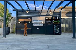 Cuisine extérieure moderne en acier portable, station de cuisson préfabriquée avec grill, évier, réfrigérateur, prête à être expédiée pour utilisation en magasin - Product Image 5