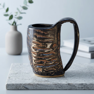 Tasses en corne de viking authentiques, faites à la main, durables, polies, légères, personnalisées, style vintage, capacité de 400 ml, compatibles lave-vaisselle et micro-ondes - Product Image 1