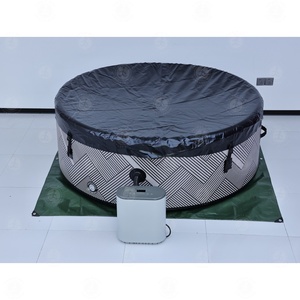 Bain à remous gonflable d'extérieur avec chauffage, portable, rond, encastrable, pour six personnes - Product Image 4