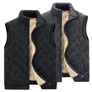 Custom Winter Fashion Stand Collar Thicken Cotton Warm Plain Sports Coats Puffer Padded Puffer Vest Jacket Men's Vests