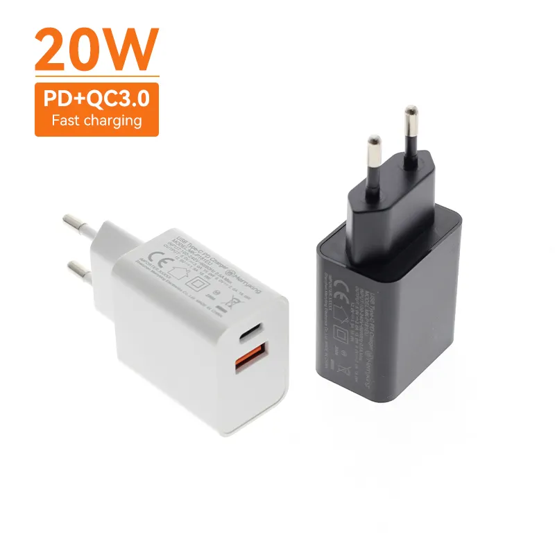 सैमसंग के लिए अनुकूलित व्यावसायिक QC3.0 चार्जर स्टेशन USB 20वाट डुअल पोर्ट चार्जर