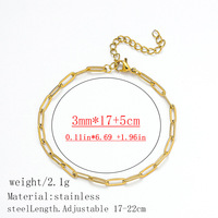 Cadena de Eslabones Planos de Acero Inoxidable con Baño de Oro de 18K por PVD, Resistente al Deslustre, Impermeable, Estilo Serpiente Cubana Bambú, para Hacer Pulseras DIY para Mujeres y Hombres
