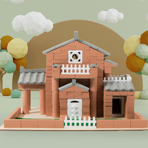 Kids Wooden DIY Masonry <strong>Building</strong> <strong>Toy</strong> <strong>Set</strong> Construct <strong>Brick</strong> Walls And Assemble <strong>Mini</strong> House Model For Creative Play - Product Image 5