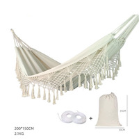 Hamac suspendu en coton durable pour 1 personne, capacité 300 kg, taille 200x150 cm, toutes saisons, style camping et randonnée en plein air, fabriqué en toile