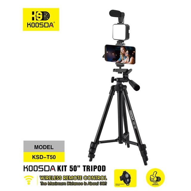 50 Inches Portable Wireless Remote Control Professional and Stable Tripod KSD-T50 360° Rotation Phone Holder Stand