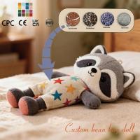 Boneka Rakun Abu-abu Kustom, Mainan Plush Berbobot, Teman Tidur Bean Bag