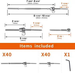 TAKA Cable Railing Kit Swage Toggle Turnbuckle Hardware Stainless Steel for Wood Post Angle Adjustable Stairs Fittings