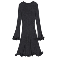 Nouvelle Robe Tricotée Élégante pour Femme, Col Rond, Manches Longues, Coupe Évasée, Manches Cloche, Style Urbain