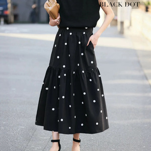 Jupes d'été pour femmes Y2K à pois, jupe longue évasée fluide décontractée, taille haute élastique, pour la plage et le quotidien - Product Image 2