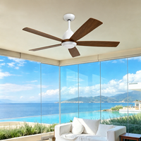 Ventilateur de plafond moderne silencieux à 3 pales en ABS de 52 pouces avec moteur DC, 6 vitesses, télécommande et lumière LED pour salon, en métal
