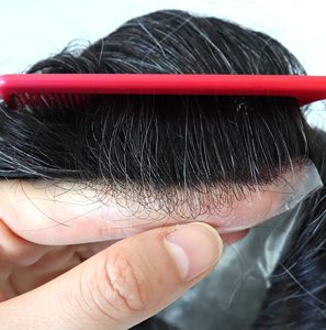 Parrucchino Naturale per <span class=keywords><strong>Uomo</strong></span> in <span class=keywords><strong>Capelli</strong></span> Umani Indiani, Sottile 0.04-0.06mm, Pronto per la Spedizione a Prezzo All'Ingrosso - Product Image 6