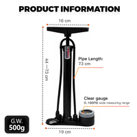 Pompe à air manuelle portable Jinta 100 PSI pour vélo de montagne avec manomètre, compatible avec les valves Presta/Schrader réversibles