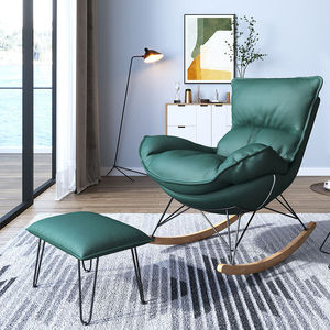 Sillón de lujo de cuero y terciopelo, sillón individual tapizado para sala de estar, oficina, hotel, ocio - Product Image 6